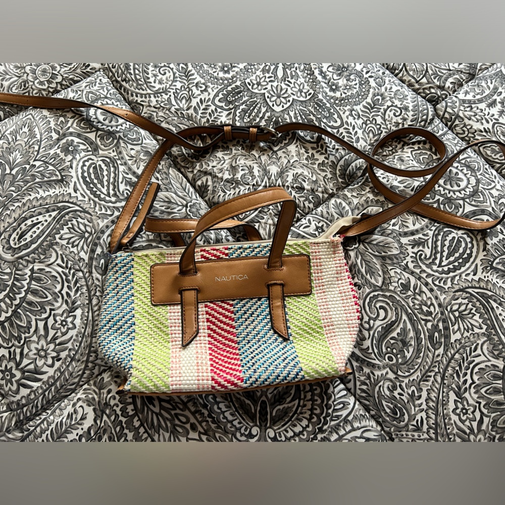 Nautica Embroidered Straw Crossbody Bag Multicolor Women’s Purse - Picture 2 of 6